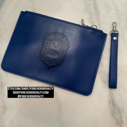 Blue Zeta Phi Beta wristlet purse
