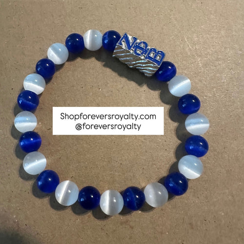 Blue and white Zeta bracelet.