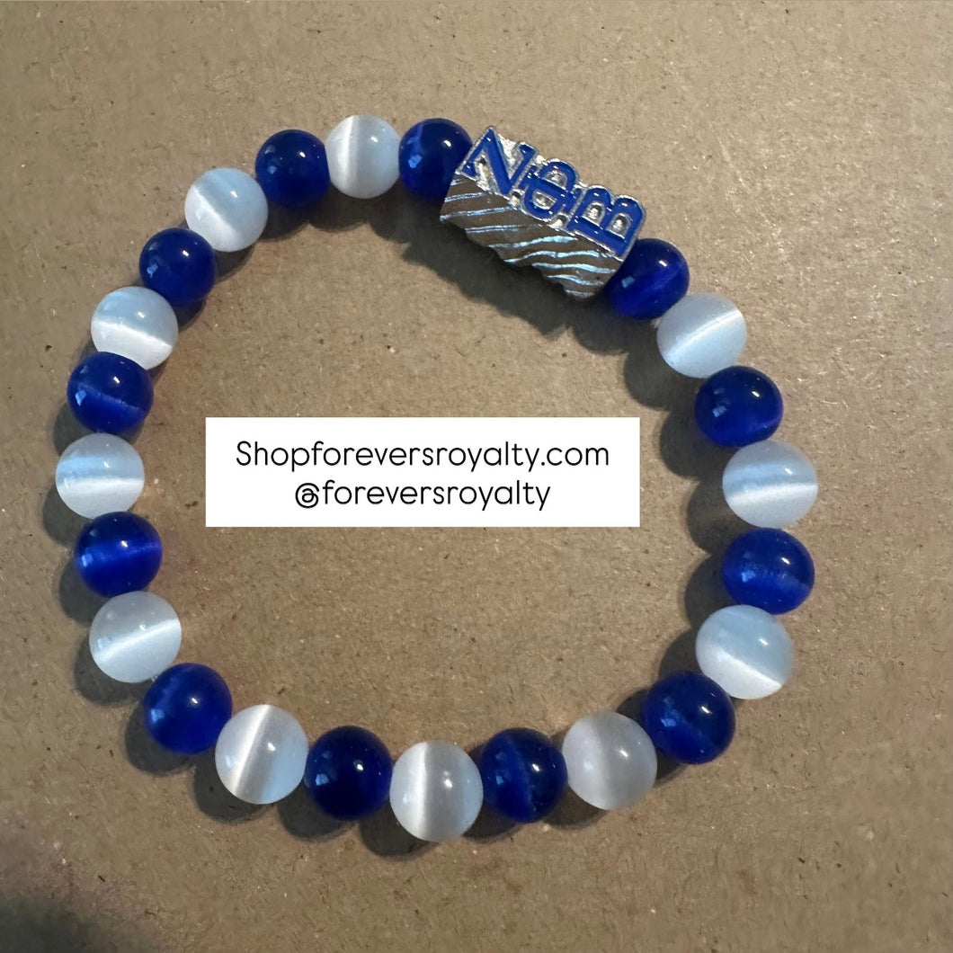 Blue and white Zeta bracelet.