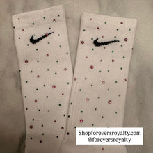 Load image into Gallery viewer, Pink and green rhinestone socks