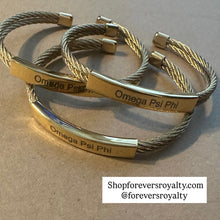 Load image into Gallery viewer, Gold Omega Psi Phi bangle