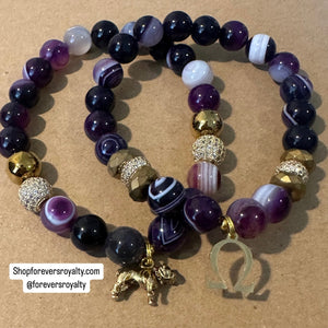 Gemstone Omega Psi Phi bracelet set.