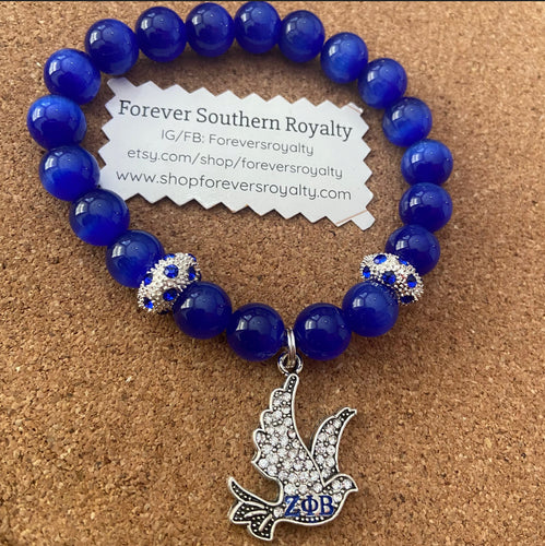 Blue Zeta Phi Beta dove bracelet.