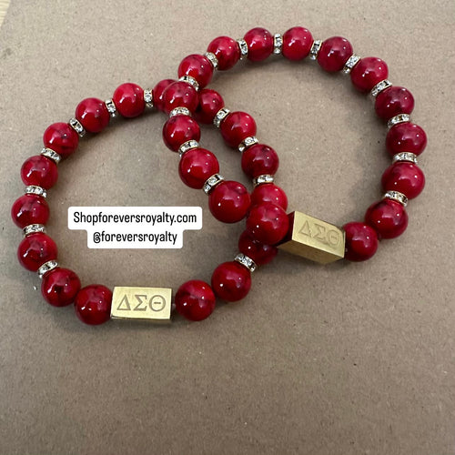 Red and gold Delta Sigma Theta bracelet.