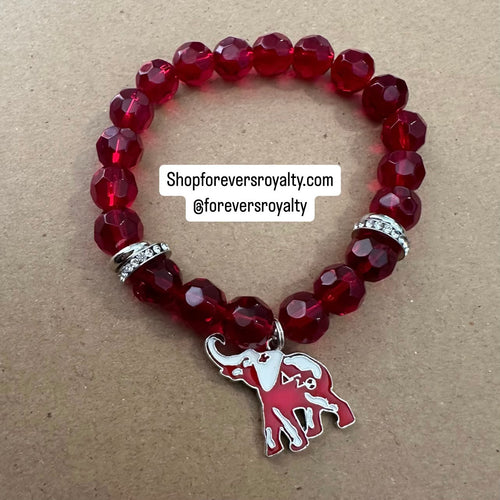 Red Delta Sigma Theta elephant bracelet.