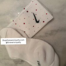 Load image into Gallery viewer, Red and clear rhinestone socks