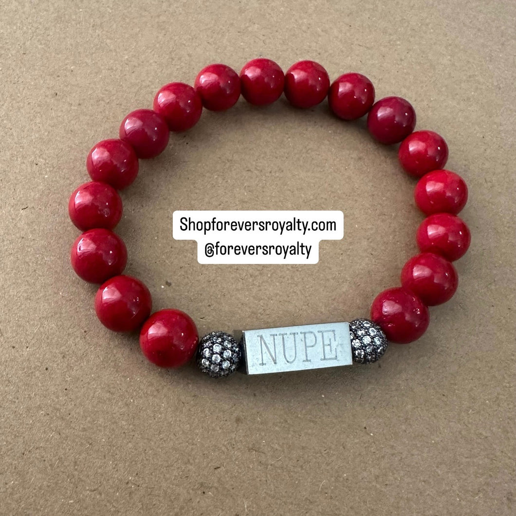 The Red NUPE bracelet.