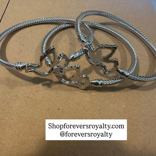 Silver dove bangle bracelet.