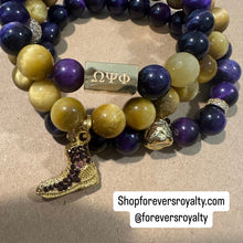 Load image into Gallery viewer, Set of 3 Omega Psi Phi bracelets.
