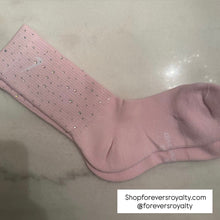 Load image into Gallery viewer, Light Pink rhinestone socks (crew)