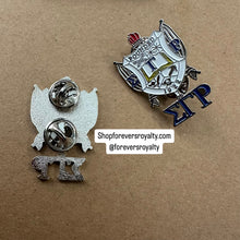 Load image into Gallery viewer, Silver Sigma Gamma Rho shield pin