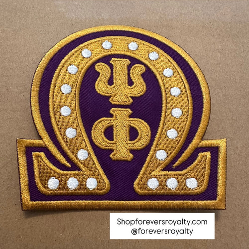 Omega Psi Phi purple and gold patch.