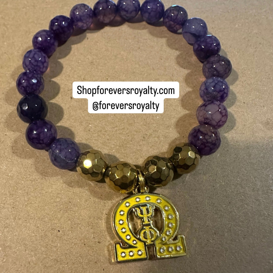 Purple and Gold Omega yellow bracelet