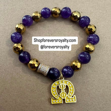 Load image into Gallery viewer, Omega purple and gold bracelet.