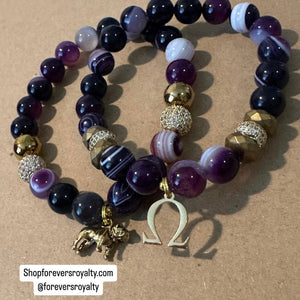 Gemstone Omega Psi Phi bracelet set.