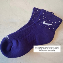 Load image into Gallery viewer, Purple rhinestone socks