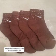 Load image into Gallery viewer, Brown rhinestone socks