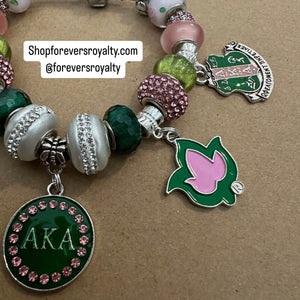 Silver sorority charm bracelet