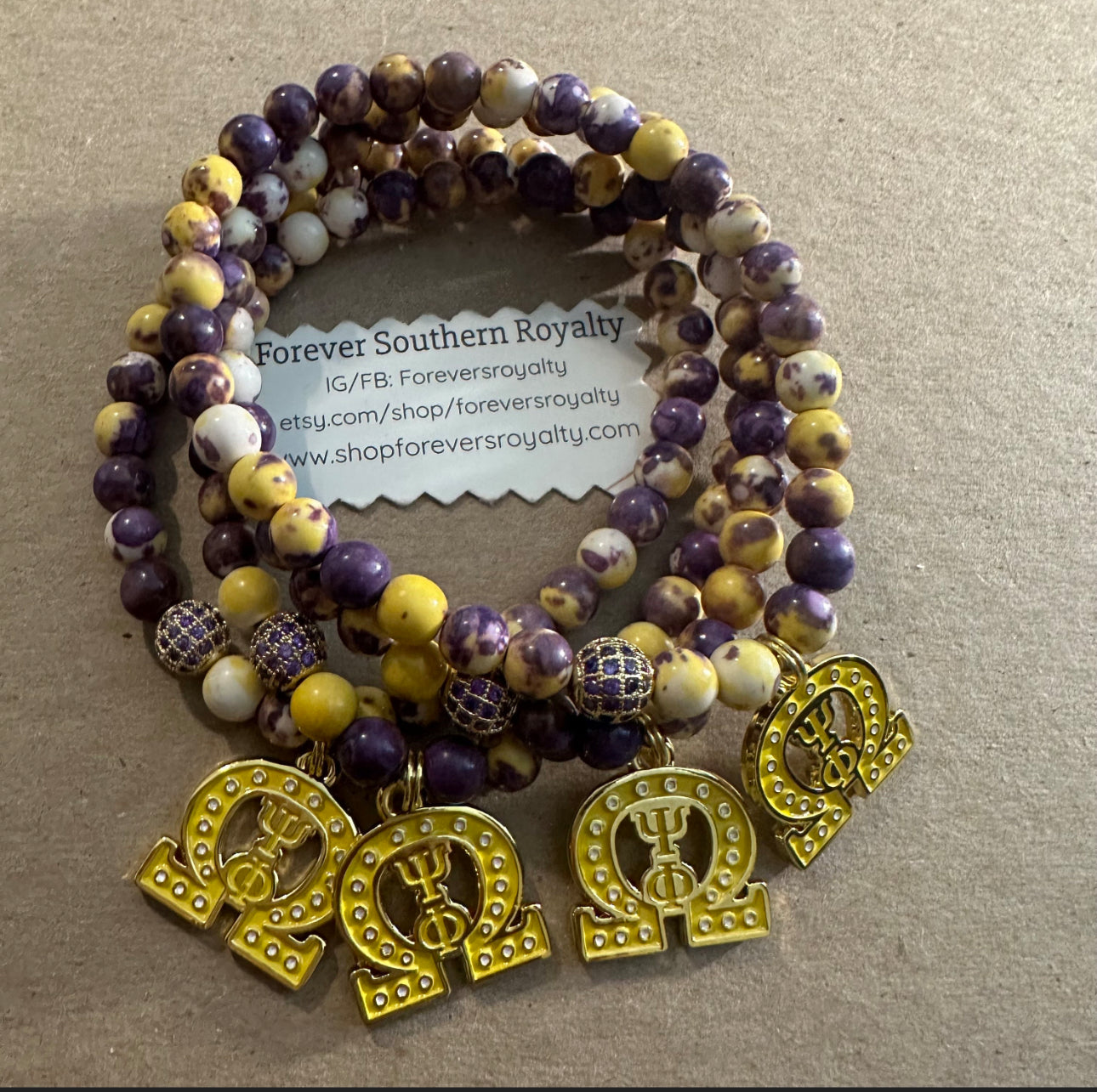 Mini Omega Psi Phi bracelet. Forever Southern Royalty