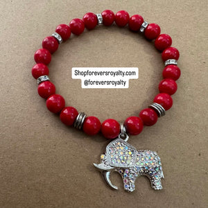 Red elephant bracelet.