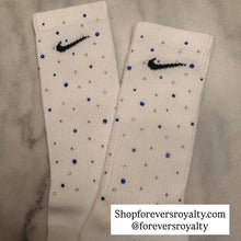 Load image into Gallery viewer, Blue and gold rhinestone socks