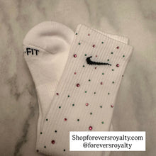 Load image into Gallery viewer, Pink and green rhinestone socks