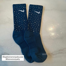 Load image into Gallery viewer, Blue rhinestone socks (crew)
