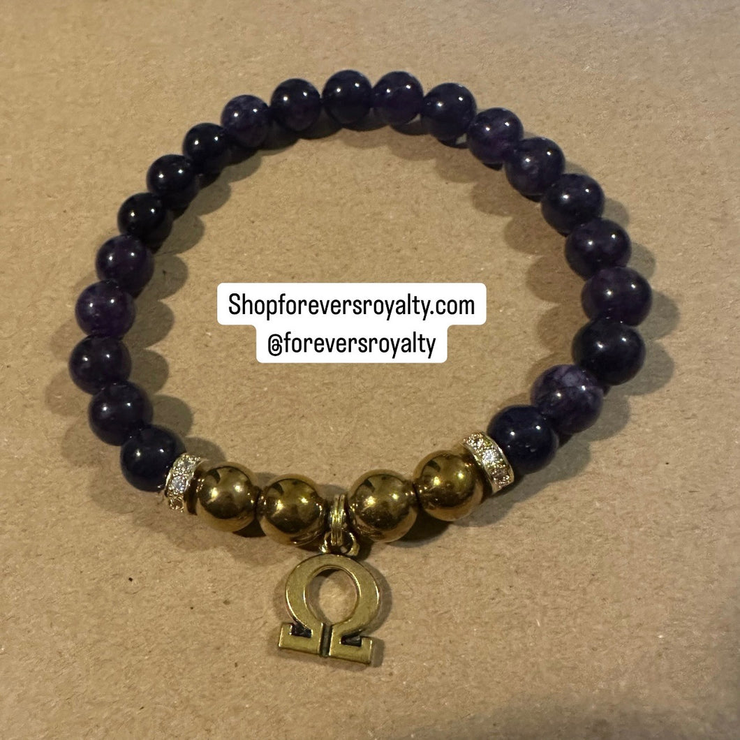 Purple Omega symbol bracelet