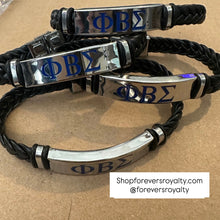 Load image into Gallery viewer, Leather Phi Beta Sigma bracelet.