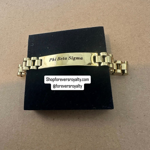 Gold metal Phi Beta Sigma bracelet.