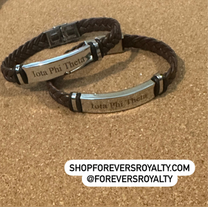 Brown Leather Iota bracelet.