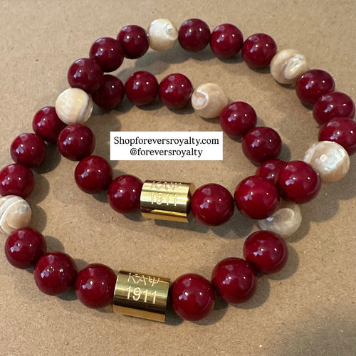 Red and gold Kappa Alpha Psi bracelet.
