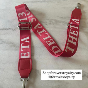 Delta Sigma Theta bag strap.
