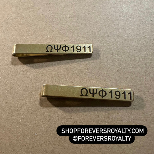 Gold Omega Psi Phi 1911 tie clip.