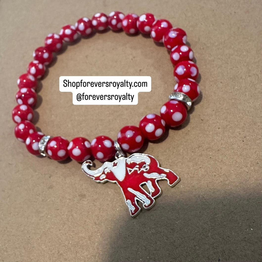 Polka dot Delta Elephant bracelet.