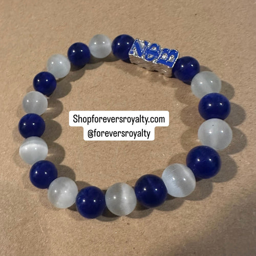 Blue and white Zeta bracelet.