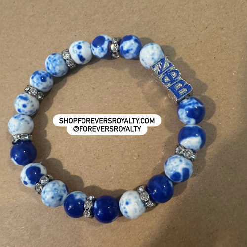 Blue and white Zeta Phi Beta bracelet