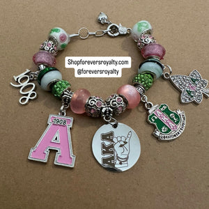 Silver charm bracelet - Pink A