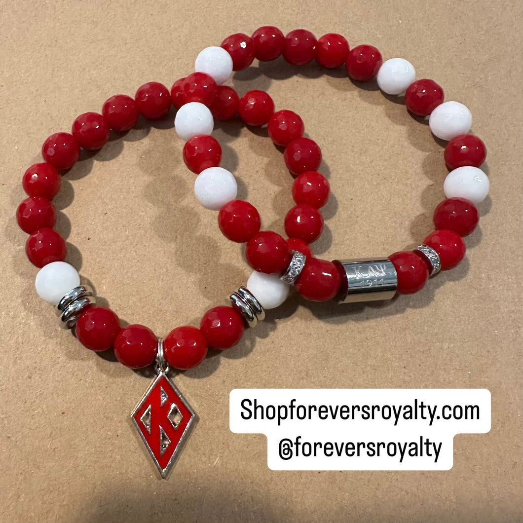 Red Kappa Alpha Psi bracelets.