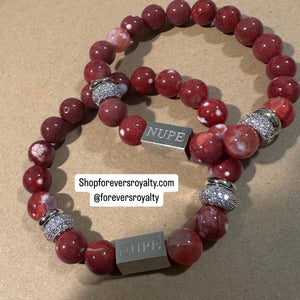 Red and silver Nupe bracelet.