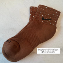 Load image into Gallery viewer, Brown rhinestone socks