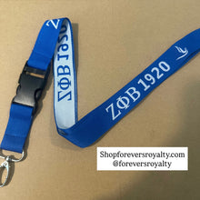 Load image into Gallery viewer, Blue Zeta Phi Beta lanyard.