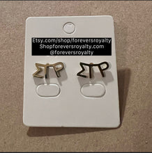 Load image into Gallery viewer, Gold Sigma Gamma Rho earrings