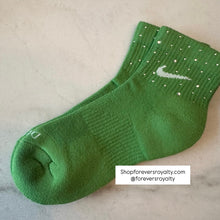 Load image into Gallery viewer, Green rhinestone socks