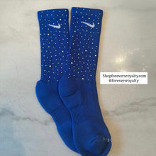 Load image into Gallery viewer, Blue rhinestone socks (crew)