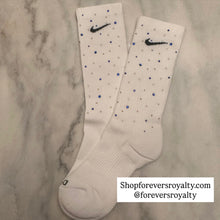 Load image into Gallery viewer, Blue and gold rhinestone socks