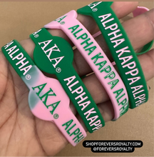 Load image into Gallery viewer, Pink and green Alpha Kappa Alpha wristband