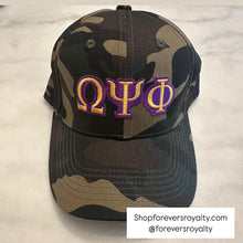 Load image into Gallery viewer, Camo Omega Psi Phi hat