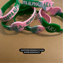 Load image into Gallery viewer, Pink and green Alpha Kappa Alpha wristband