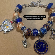 Load image into Gallery viewer, Silver Sigma Gamma Rho charm bracelet.